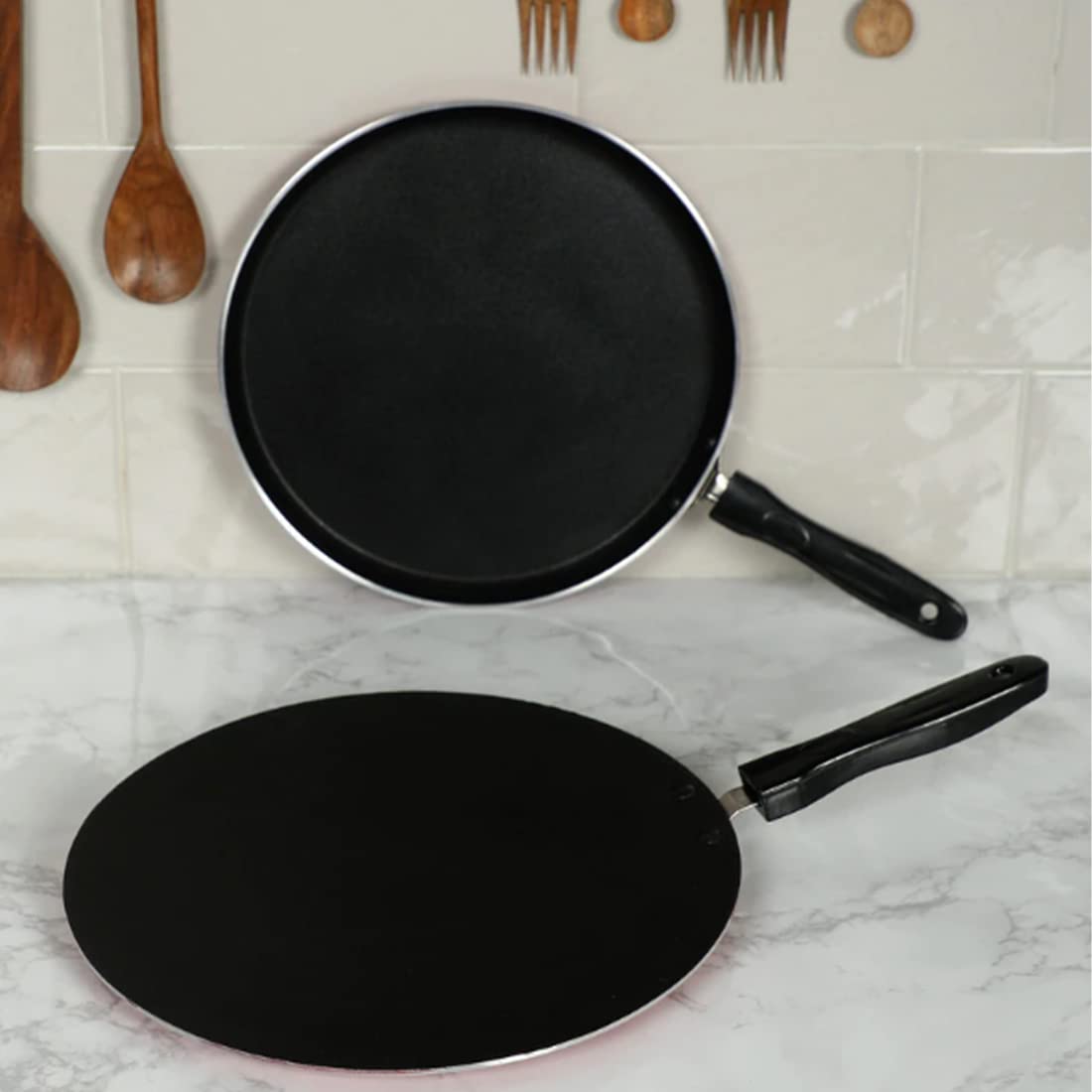 Xtend Supreme Nonstick Dosa Tawa and Concave Tawa(Roti Tawa) 2pcs Combo Set, 27.5 cm Diameter (Aluminium, Non-Stick) Gas Stove Compatible only