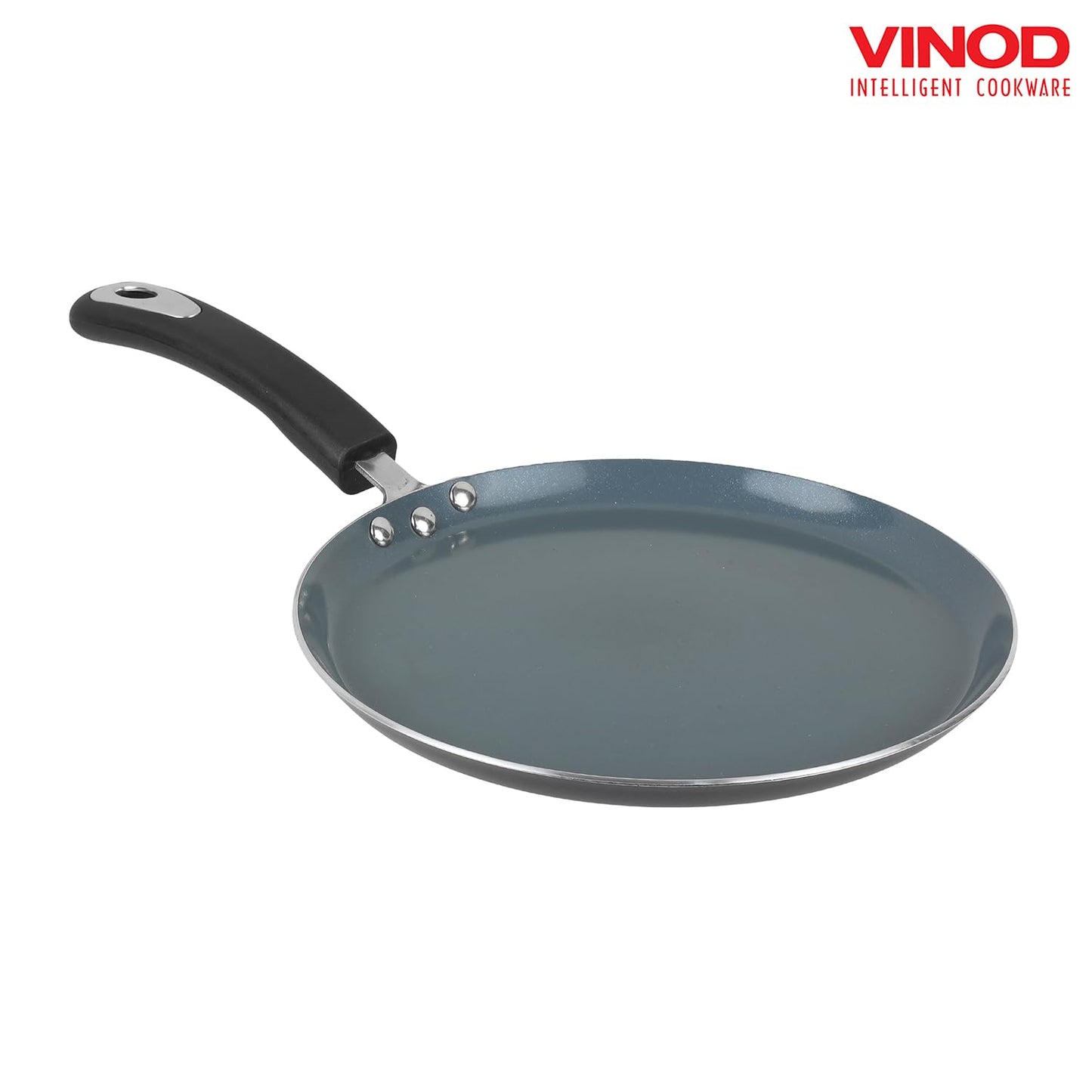 Vinod Zest Ceramica Dosa Tawa - 28 cm | Natural Stick Free Roti Tawa | Stylish Handle | Toxin Free | Induction and Gas Base | Scratch Resistant | 2 Year Warranty - Black