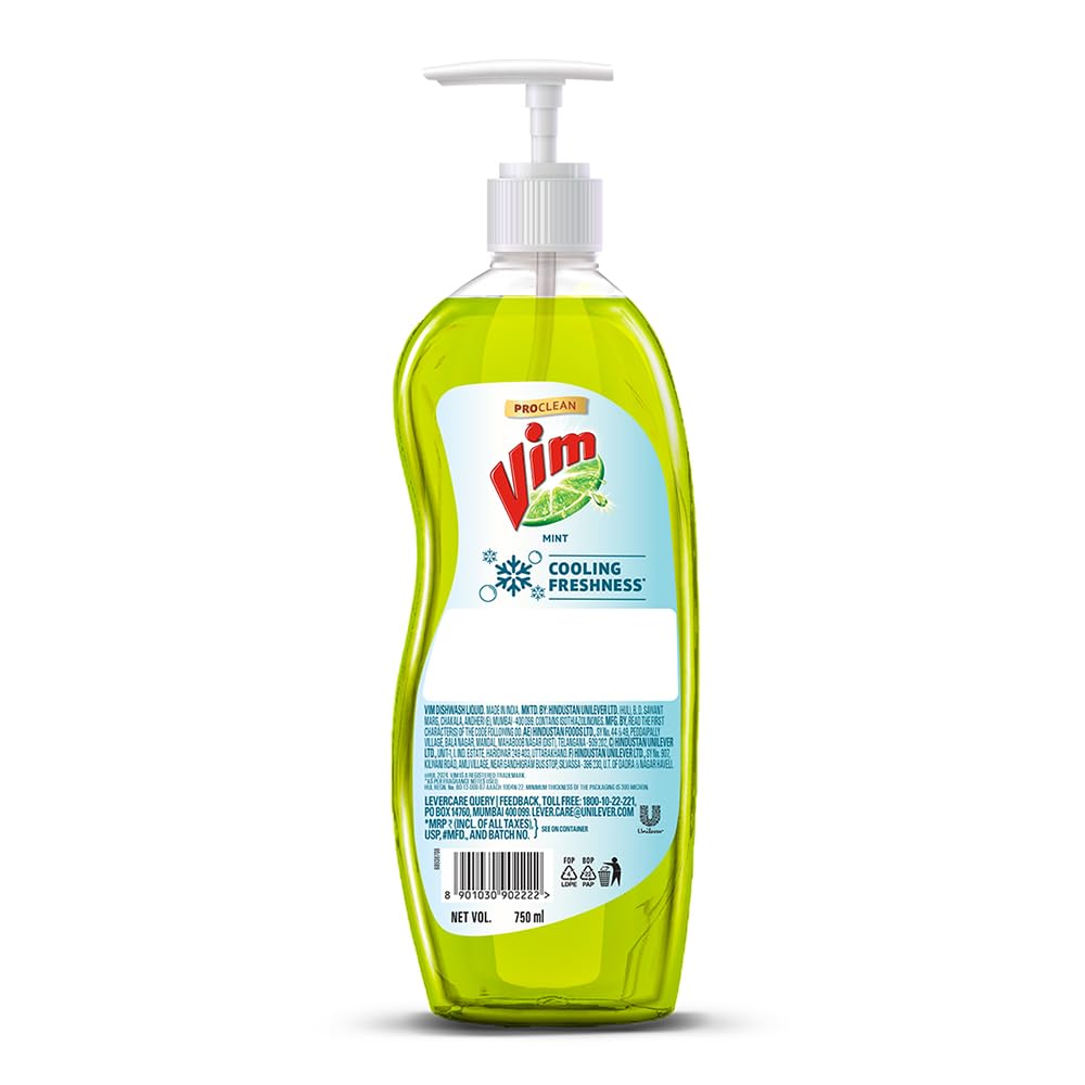 Vim Dishwash Anti Smell Liquid, Pudina, 750 ml (VIMV100)