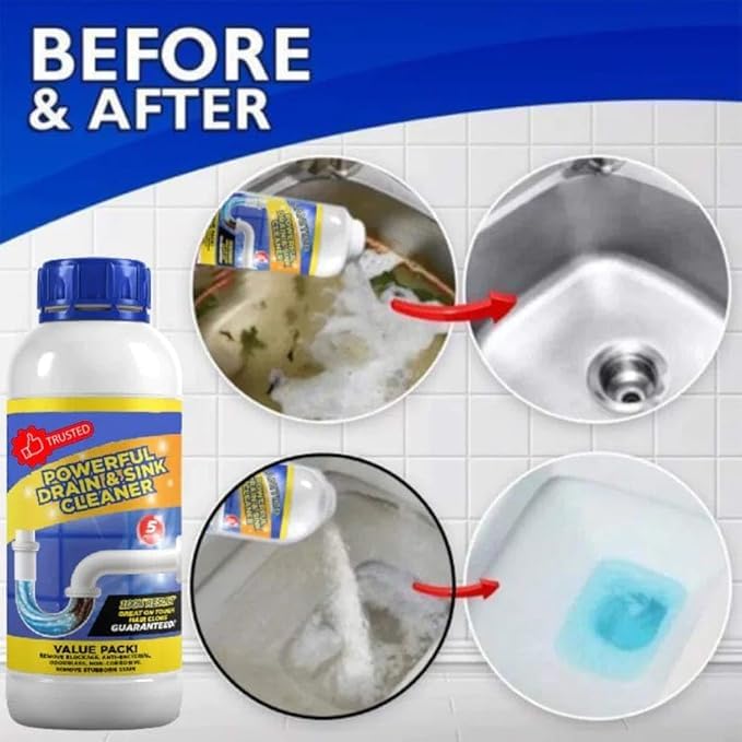 ZAPHARA Powerful Drain Blockage Automatic Toilet Cleaner Sink Cleaner Powder, Drain Cleaner & Clog, Blockage Cleaner, Unclogs and Pack, Drain Cleaner Powder. (pack of 1)