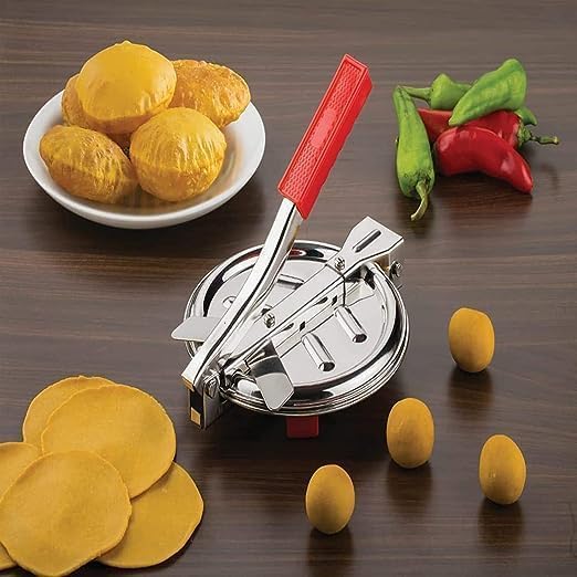 Wriniey Stainless Steel Puri Maker New Press Machine for Home and Kitchen for Making Papad khakhra poori and Many More Manual Hand Press with Handle (Pack of 1)