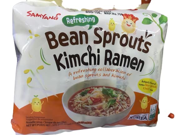 Samyang Refreshing Bean Sprouts Kimchi Ramen, Bean Sprouts Noodle - 115g(Pack of 5)