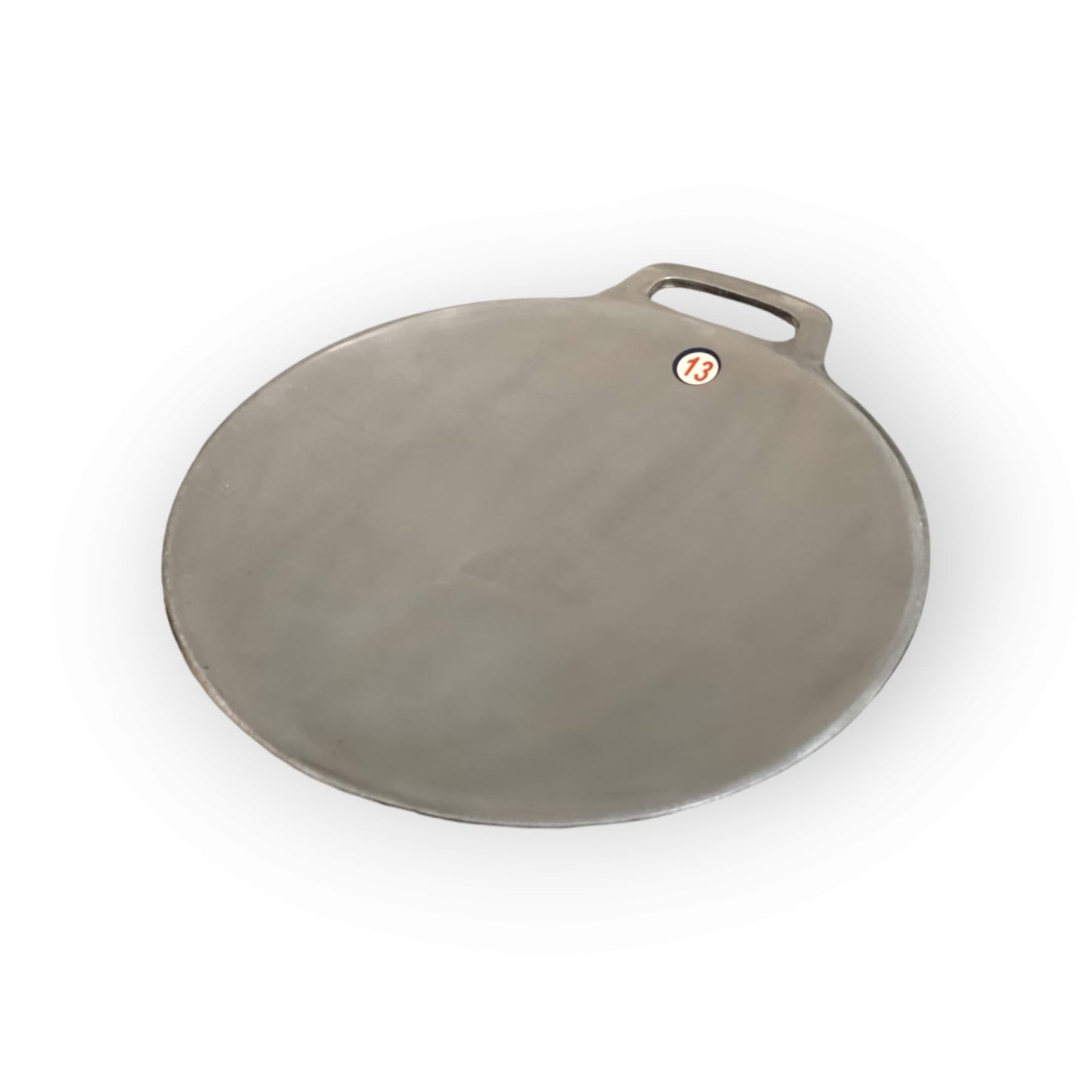 Trishav Indolium Dosa Kallu | Indolium Polished Dosa Tawa - Single Handle Dosa kal - 13 Inch with Stainless Steel Classic Palta-Turner- Silver