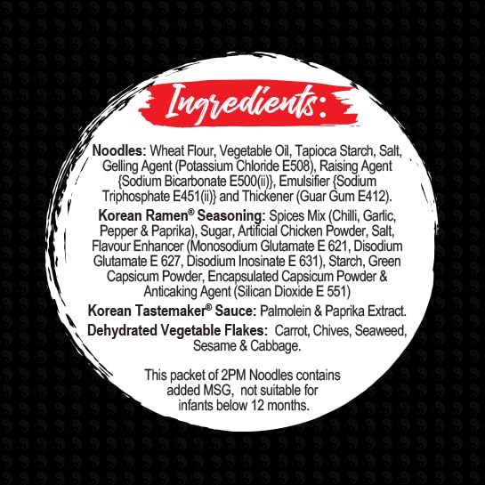 2PM - Korean Ramen Noodles - Including Dehydrated Vegetables & Seaweed - Instant 2X Spicy- Pack of 1,500 Gm