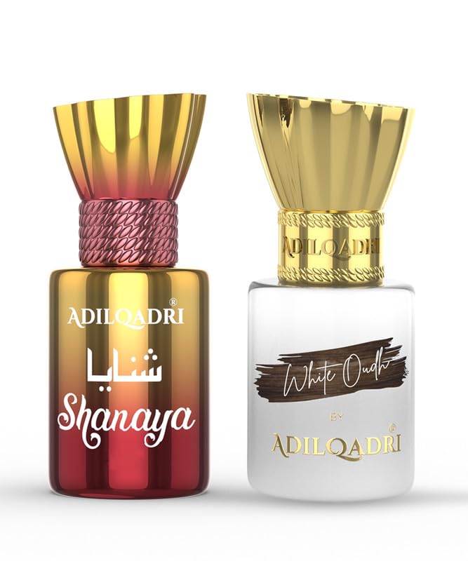 Adilqadri Shanaya & White Oudh Attar Combo | Arabic French & Strong Masculine Scent | Long Lasting Non Alcholic Roll-On Attar For Men & Women | Pack of 2-5.5ML Each