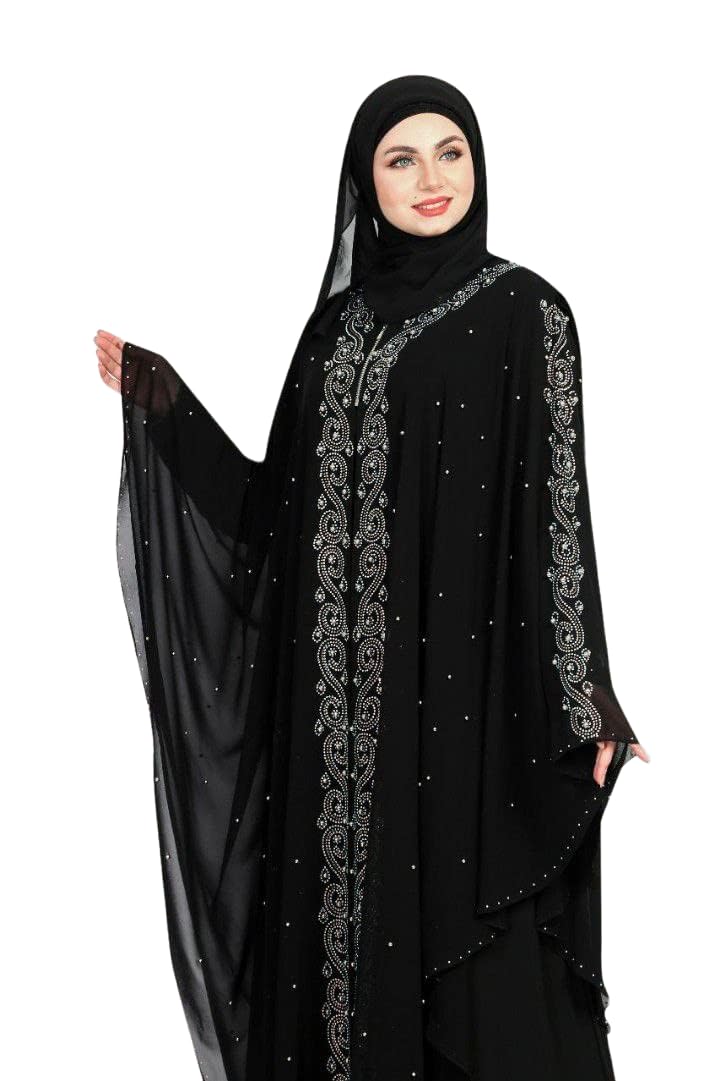Arabian White Stone Burqa Free Size (Fits Up to 60kg Body Weight) - Modest Wear