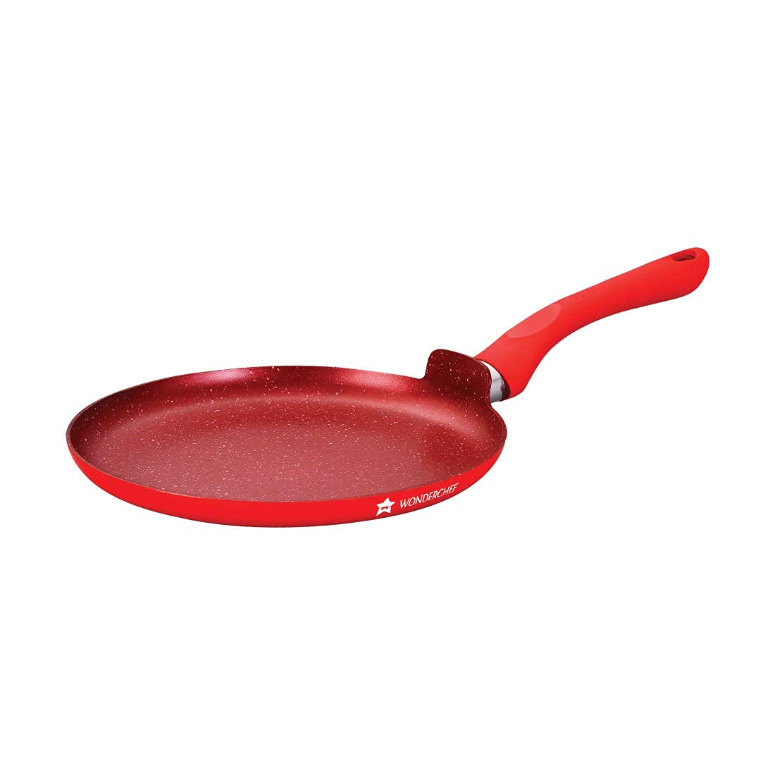 Wonderchef Royal Velvet Non-Stick Dosa Tawa | Induction Bottom | Soft-Touch Handle | Virgin Grade Aluminium | PFOA/Heavy Metals Free | 3 mm | 28cm Non-Stick Tawa | 2 Years Warranty | Red