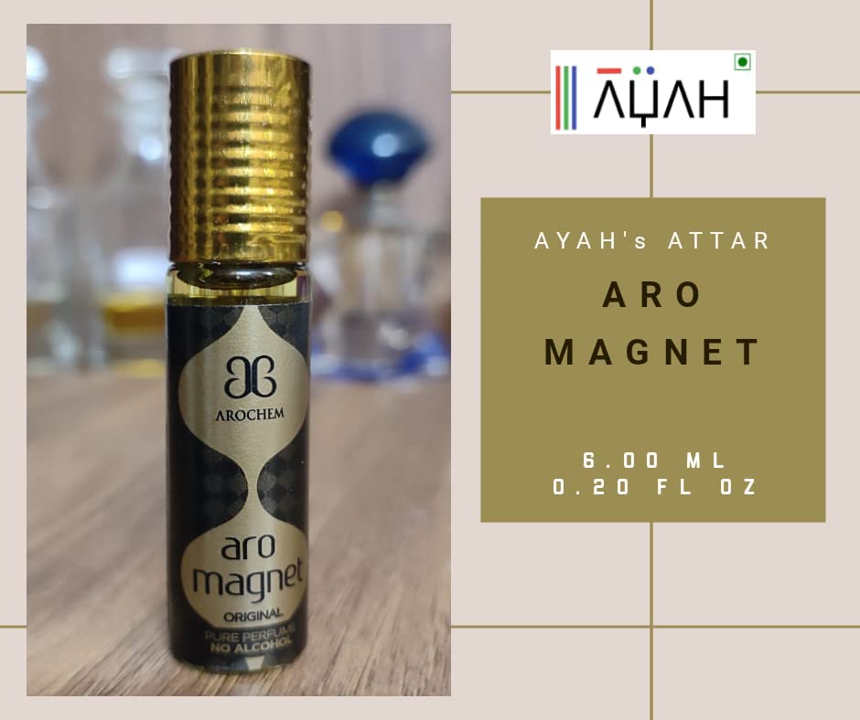 Bashaji Attar ARO MAGNET; Real, Organic & Long Lasting Unisex Roll-On Concentrated Perfume Oil - 6 ML, Pack of 1
