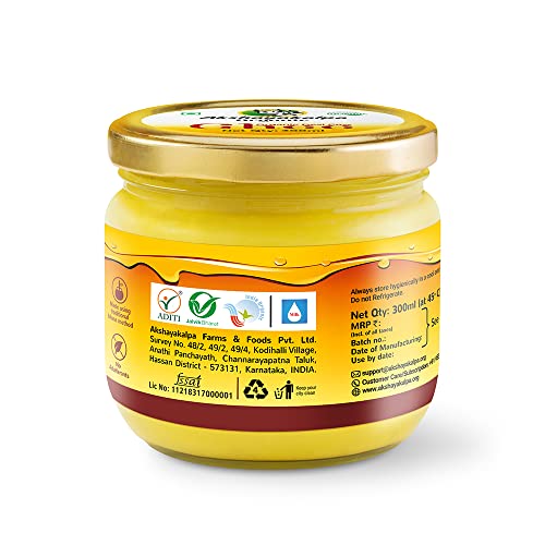 Akshayakalpa Organic Desi Cow Ghee, 300ml - Pure organic ghee, traditionally-churned, chemical-free, granular ghee, nutritious by nature