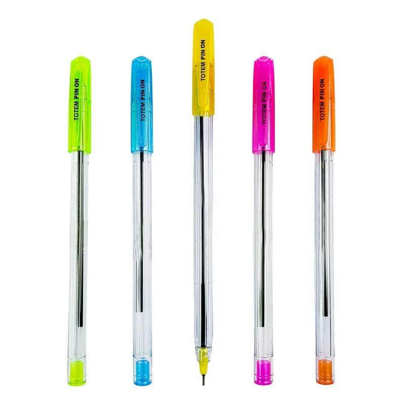 TOTEM Pin On Ball Pens | 60 Blue Ink Pens | 0.7 mm Tip | Comfortable Grip | Pens Combo Pack | Best Pens for Writing | Perfect for KIds