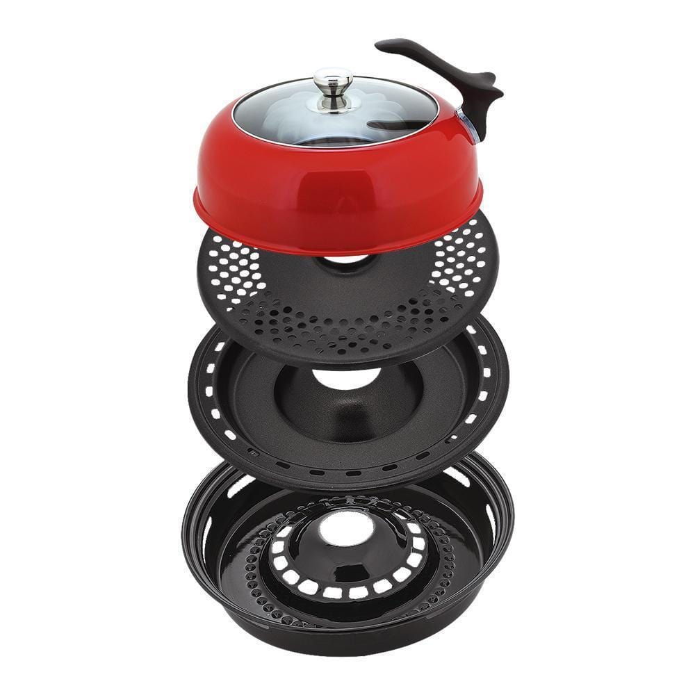 Wonderchef Renewed Gas Oven Tandoor 4 Pieces Set | 2-in-1 Oven and Tandoor | Ideal for Rotis and Naans, Tikkas, Kebabs, Cakes and Cookies | Non-stick Tandoori Trays | Black & Red