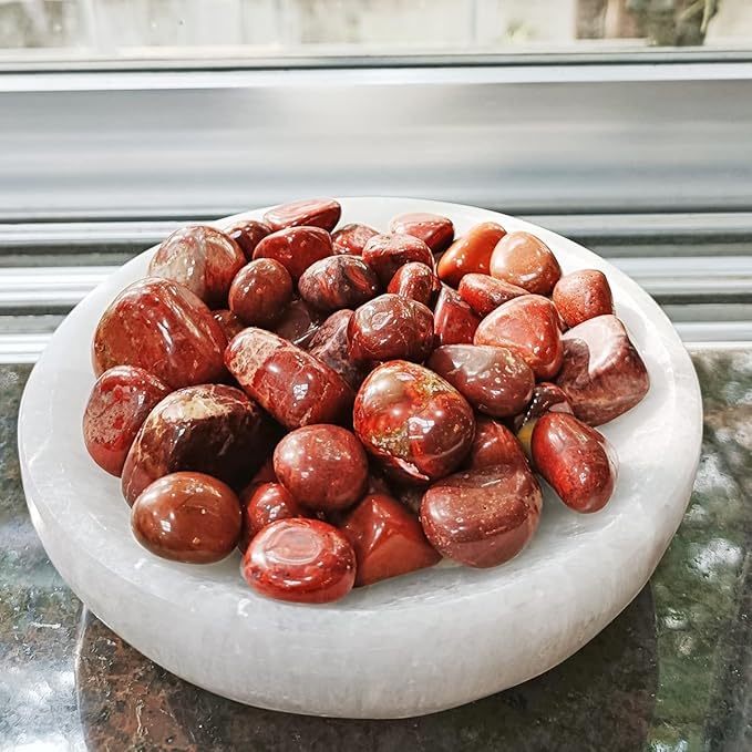 Vastu Vardan Crystal Red Jesper Tumble Stone |50 gm Tumbled Gemstones | Reiki Healing Stones | Home Decor Pebbles | Aquarium Gravel | Garden & Table Decor