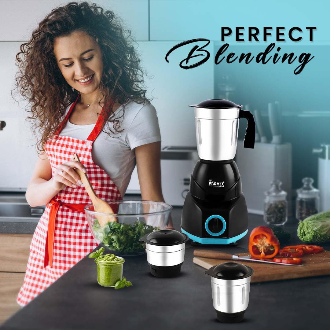 Warmex 500W Mixer Grinder with 3 Jars + 2 Years Warranty, Powerful Motor for Efficient Grinding & Blending, Durable & Versatile Kitchen Appliance, Ideal for Home Cooking Needs, Reliable Performance