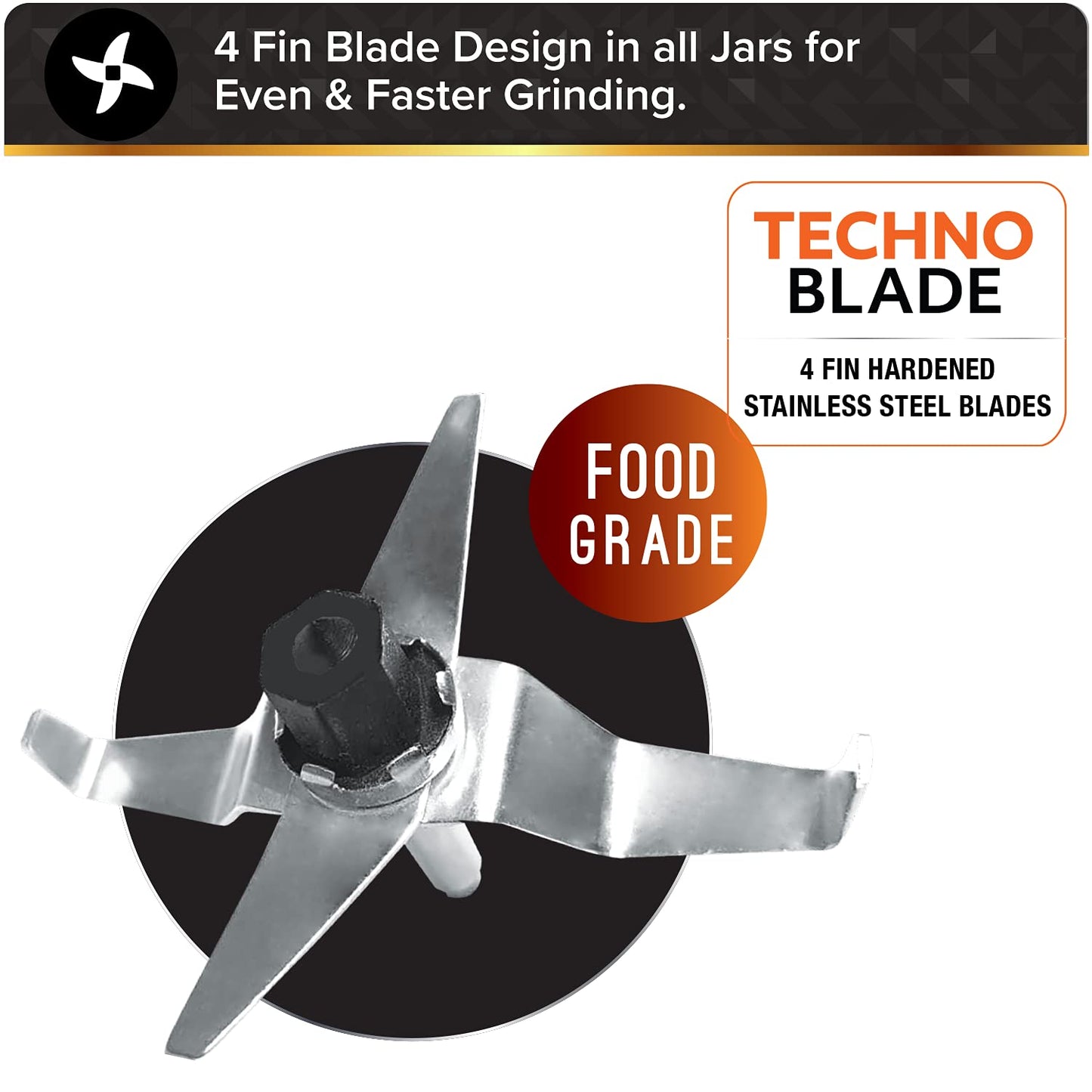 Usha Maximus Plus 800-Watt Copper Motor Mixer Grinder with 4 Jars and 5 Years Motor Warranty(Black & Stainless steel)