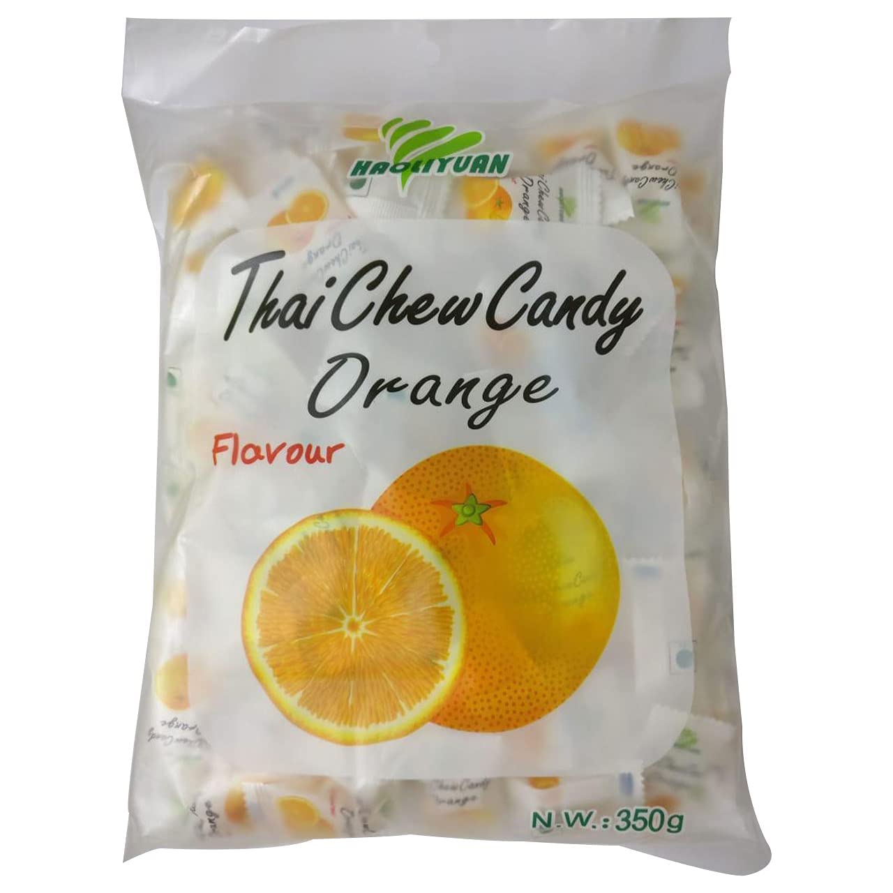3x Haoliyuan Thai Chew Orange Flavored Candy - 350g each - 300pcs total - Pack of 3