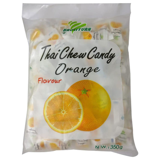 3x Haoliyuan Thai Chew Orange Flavored Candy - 350g each - 300pcs total - Pack of 3