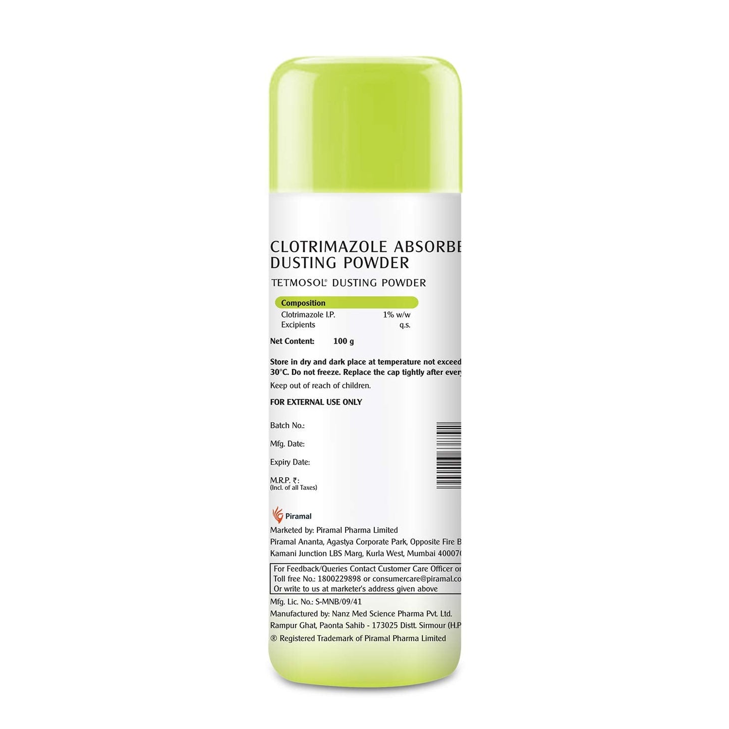 Tetmosol Anti-fungal Dusting Powder - for daily use - fights skin infections, prickly heat, itching - Pack of 2 (2x100gms)