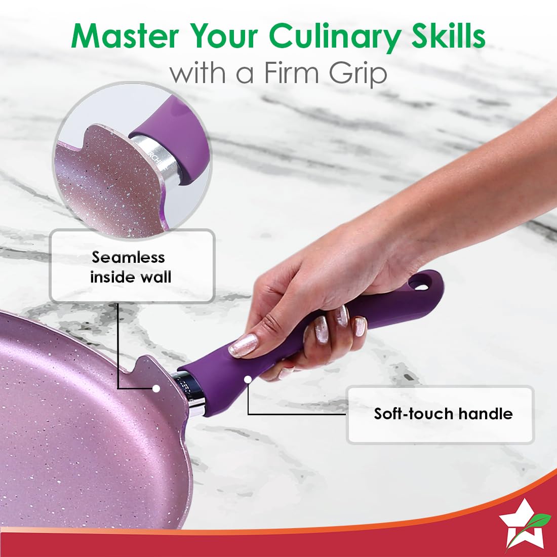 Wonderchef Royal Velvet Non-Stick 28cm Dosa Tawa I Induction Ready | Soft-Touch Handles |Non – Toxic I Virgin Aluminium| 3 mm Thick | 1.8 litres | 2 Year Warranty | Purple