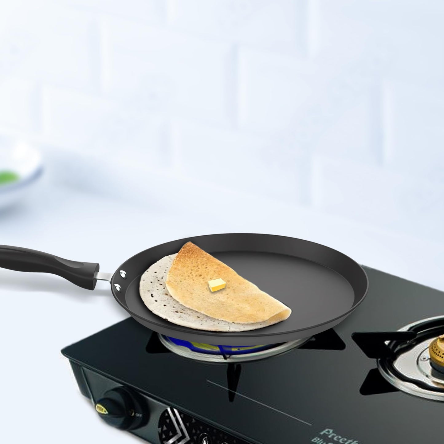 Preethi Daily Collection Non Stick Tawa | 5 Star Non Stick Performance | Grey | 28 cm