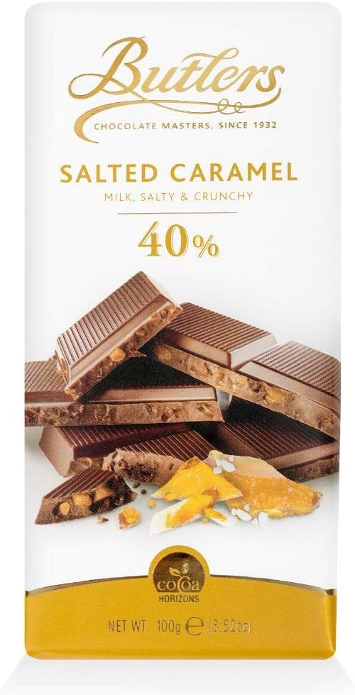 Butlers Milk, Salty & Crunchy 40% Salted Caramel Chocolate Bar, 100G