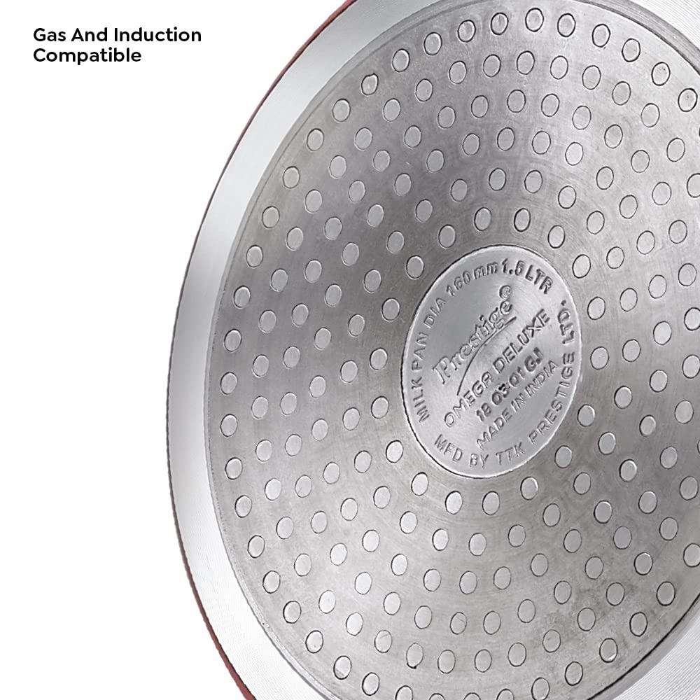 TTK Prestige OMG DLX Omni Induction Base Non-Stick Aluminium Tawa, 280mm, Red