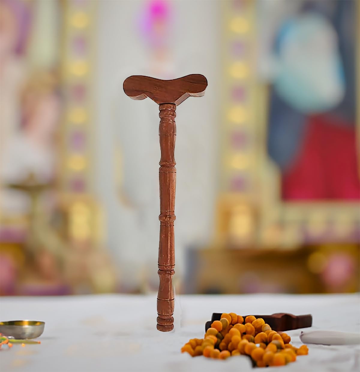 BITONA® Wooden Danda, teki T Shaped Yoga Danda, Mala jaap Hand Stand, Meditation Stick, Wooden Staff, Traditional, Indian Stick Used by Rishi Yogi(1 Stick only)