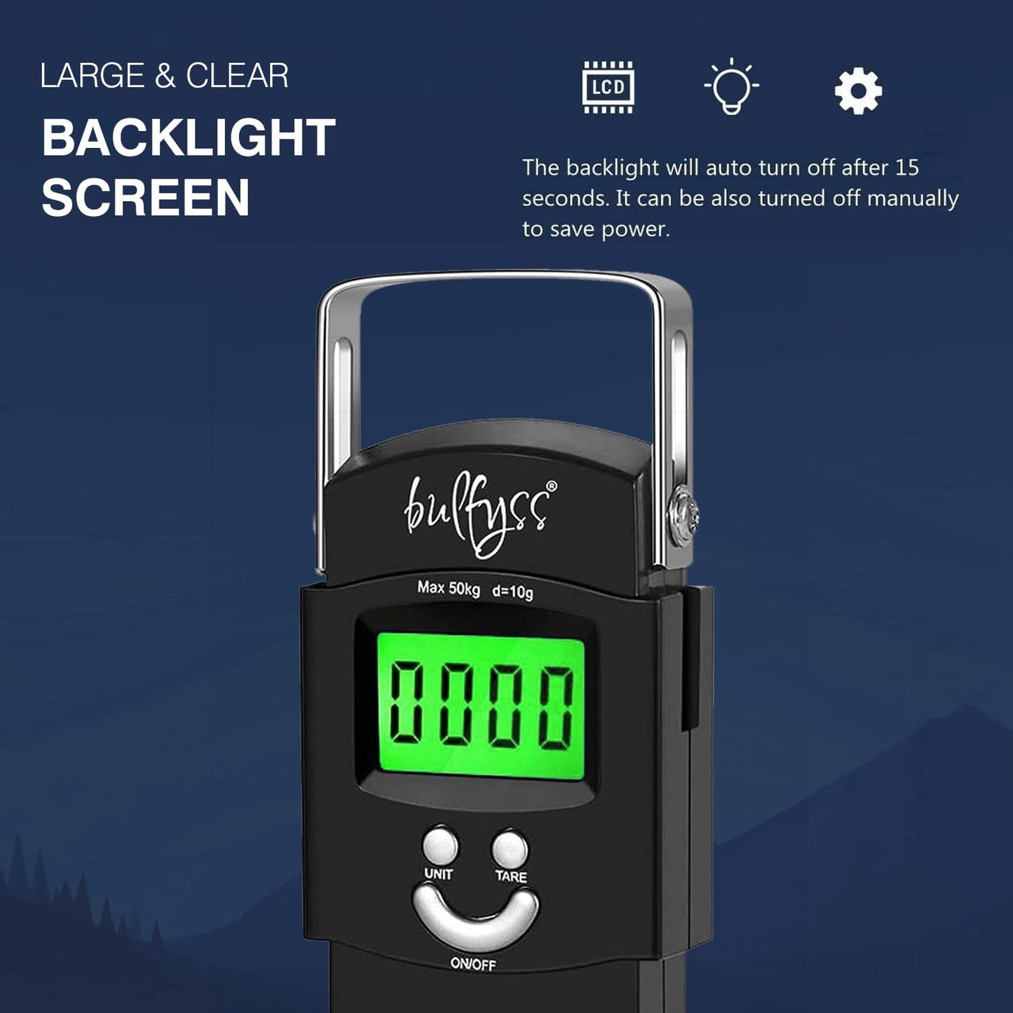 Bulfyss by UrbanFix Electronic 50Kgs Digital Luggage Weighing Scale - Black | Bag Weighing Scale for Luggage | Spring Balance | Weight Machine for Luggage