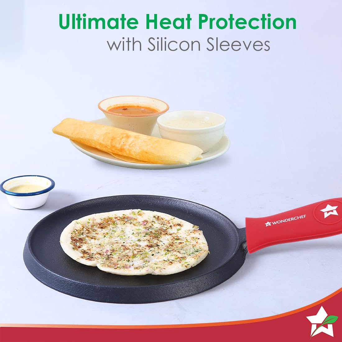 Wonderchef Forza Cast-Iron 25 cm Dosa Tawa Pan | Pre-Seasoned Cookware | Induction Friendly | 3.8 mm| with Lifetime Exchange Warranty