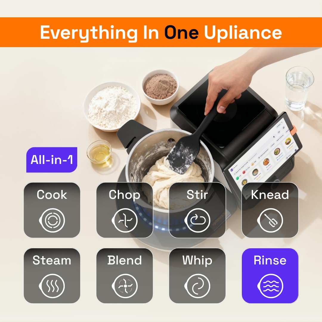 Upliance 2.0 Smart Cooking Appliance | Cook 750+ Dishes Faster | In-App Control & Nutrient Tracking | Chop, Cook, Stir & Clean | Glass Jar | 1-Year Warranty