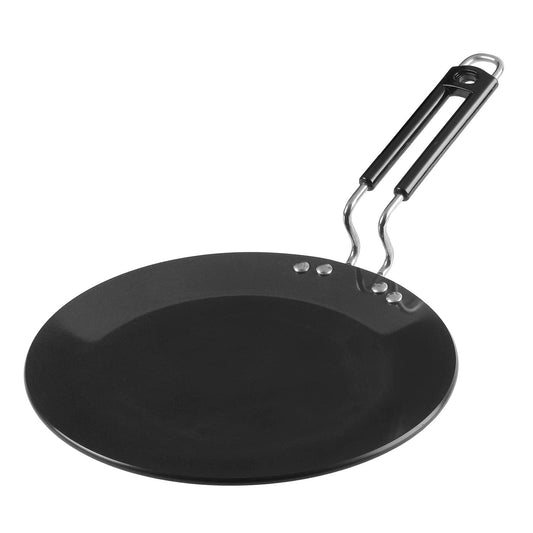 Vinod Black Pearl Plus Hard Anodised Roti/Paratha/Phulka Tawa, 25 cm Diameter with Riveted Sturdy Handle - 5.25 mm Thickness, Black (Induction and Gas Stove Compatible)
