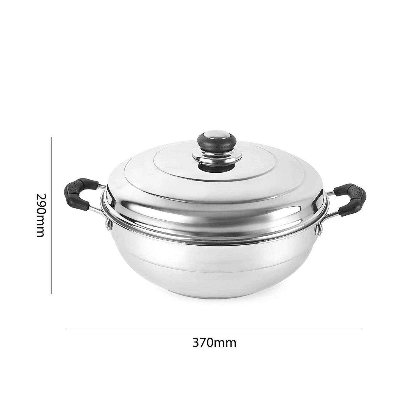 WayMore® Triply Multi Kadai Steamer with Induction & GasTop Compatible 5 Plate 2 Idli | 2 Dhokla | 1 Patra | Momo's | 28.5 cm Dia)