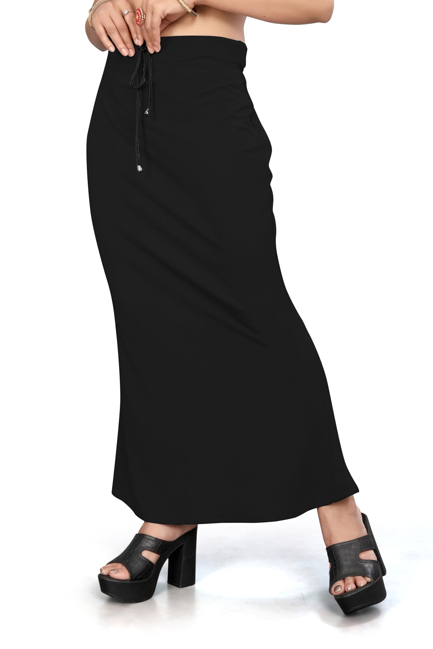 Yashika Present Lycra Saree Shapewear Petticoat for Women||Straight Fit Petticoat Saree Silhouette Shape Wear Dress for Saree|| AZ-YS-OG-Shaper Black-L