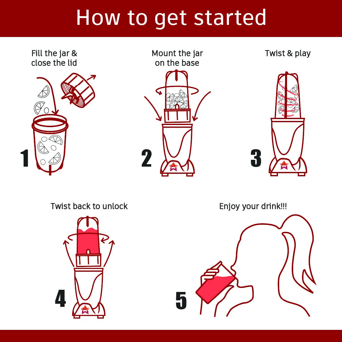 Wonderchef Nutri-blend BOLT CKM|600W Powerful 100% Full Copper Motor|22000 RPM, Blender & Chopper|SS Blades|4 unbreakable jars with Sipper lid|2 Years warranty|Recipe book by Chef Sanjeev Kapoor|Red