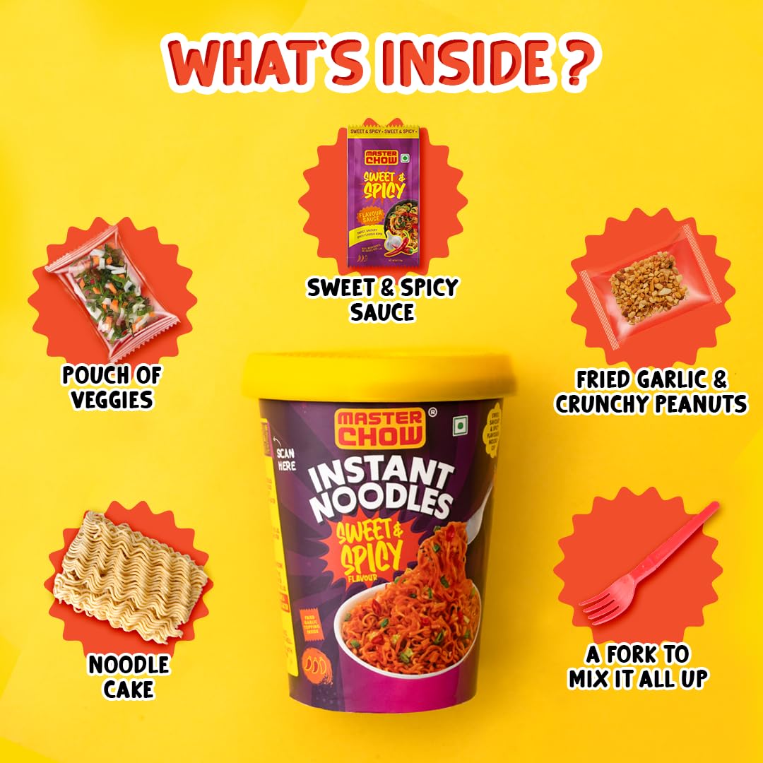 25x Masterchow Sweet & Spicy Instant Cup Noodles - 100g - Pack of 25