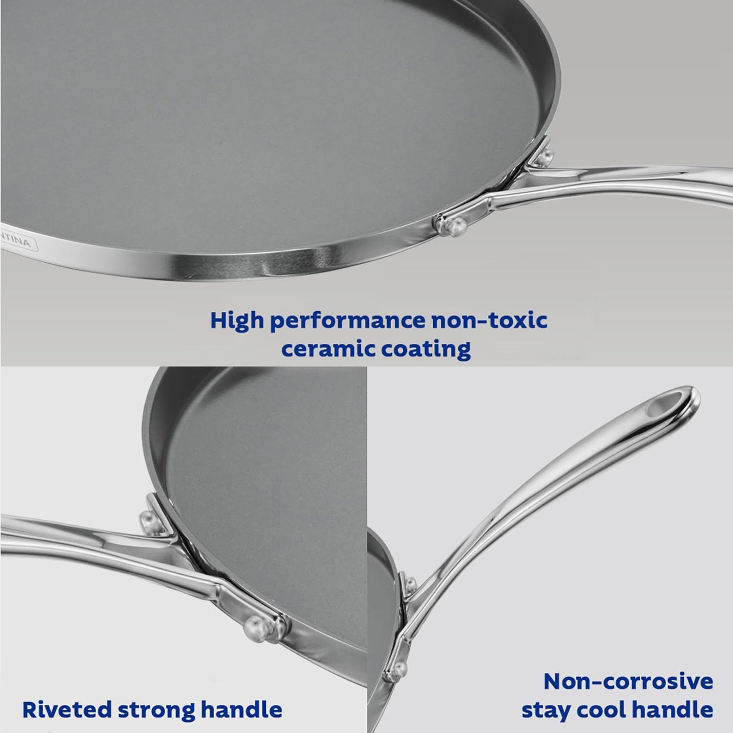 TRAMONTINA Fusao Healthy Triply Ceramic 28cm Dosa Tawa 4mm Thick | Non Toxic (PFAS/PTFE/PFOA Free)| Uttapam Tawa |Roti Tawa |Parantha | Induction Friendly |Stay Cool Handle I 10 Year Warranty*