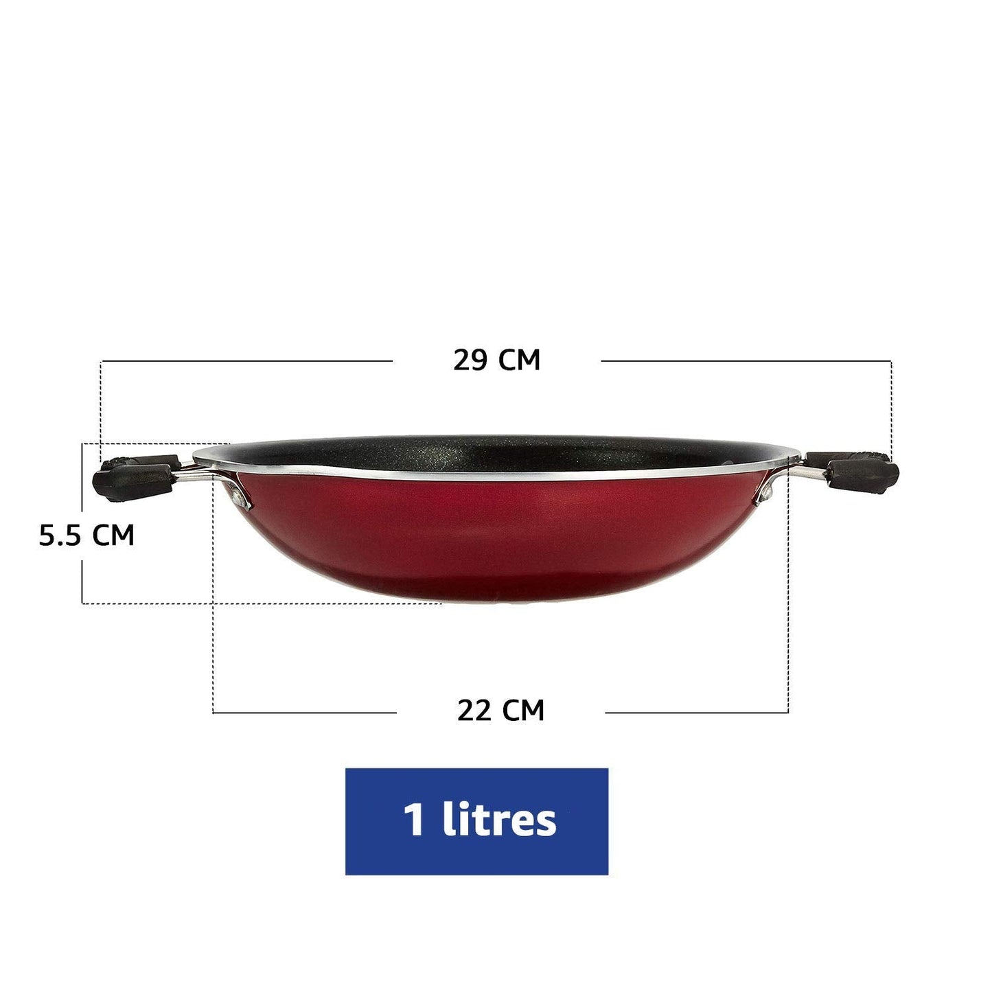 Xtend Supreme Non-Stick Appachatty/Appachatti/Appachetty with Stainless Steel Lid Appachatty with Lid 1.5 L Capacity 22 cm Diameter (Aluminium, Non-Stick)
