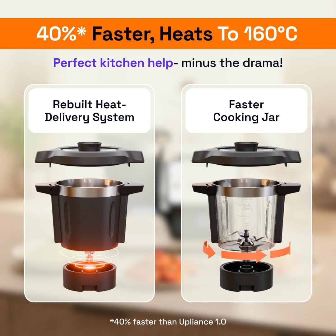 Upliance 2.0 Smart Cooking Appliance | Cook 750+ Dishes Faster | In-App Control & Nutrient Tracking | Chop, Cook, Stir & Clean | Glass Jar | 1-Year Warranty