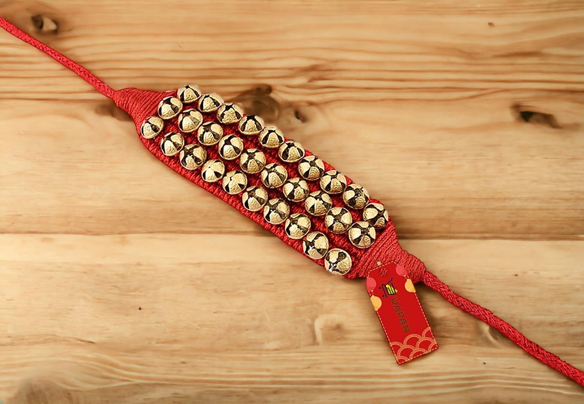 UAPAN Brass Ghungroo Anklets Bells For Women I 3 Line Pad I Red I 10 Pair I Perfect for traditional Indian dance