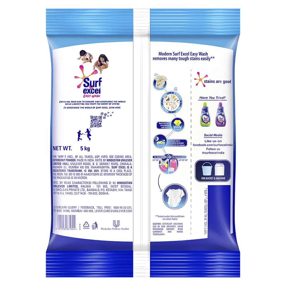 Surf Excel Easy Wash Detergent Powder - 5 Kg