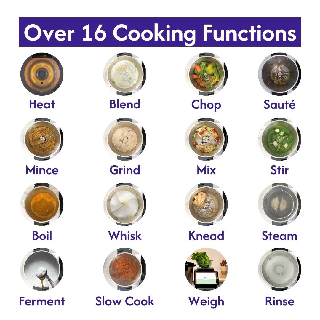 Upliance delishUp, AI Cooking Assistant with unlimited recipes from around the world | WiFi & built-in 8 inch Touch screen | Automated Chop, Saute, Stir, Knead, Steam And Cook