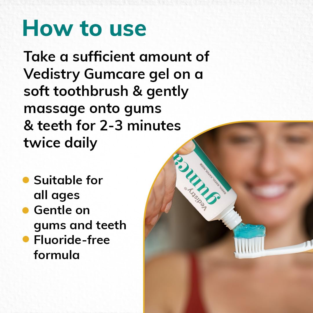 Vedistry Ayurvedic Gumcare Gel | Complete oral care for healthy gums and strong teeth | with babul, neem, Kapur, Bakul | Ayurvedic Gum care Toothpaste 50 Gram
