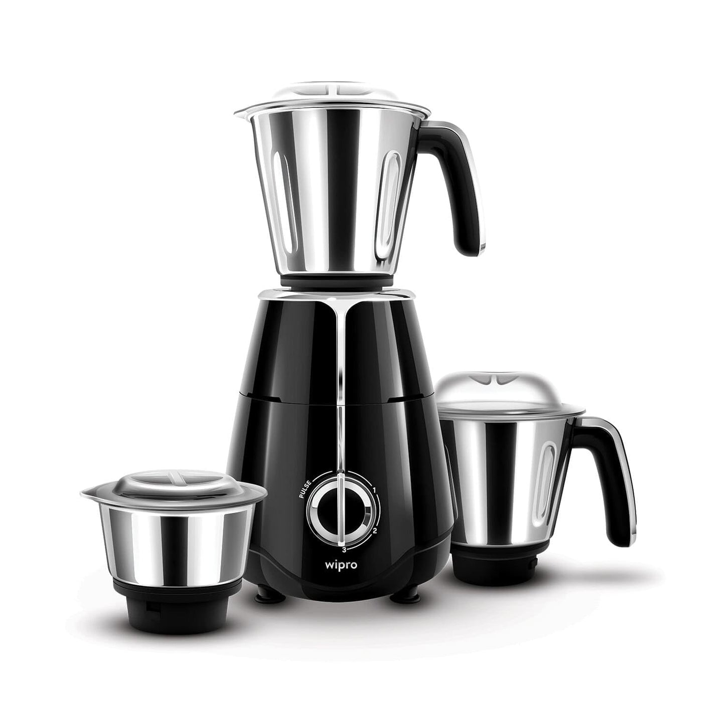 Wipro Elato FMG204 1000 Watt Mixer Grinder with 3 Jars(Wet Grinding Jar (1.5 L) + Dry Grinding Jar (1.2 L) + Chutney Jar (0.5 L)), 100% Copper Motor, 5 Years Motor Warranty, Doorstep Service,Black
