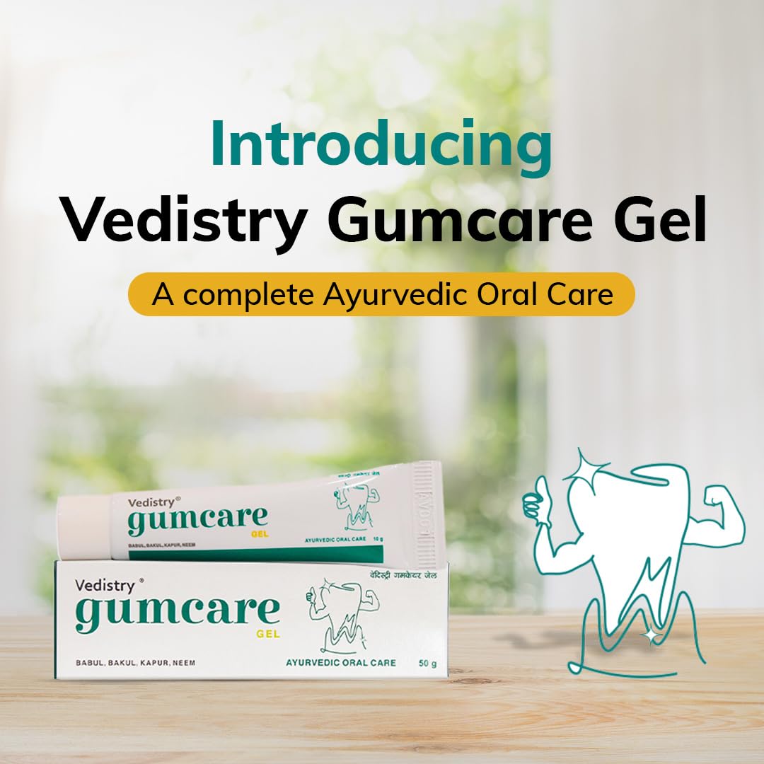 Vedistry Ayurvedic Gumcare Gel | Complete oral care for healthy gums and strong teeth | with babul, neem, Kapur, Bakul | Ayurvedic Gum care Toothpaste 50 Gram