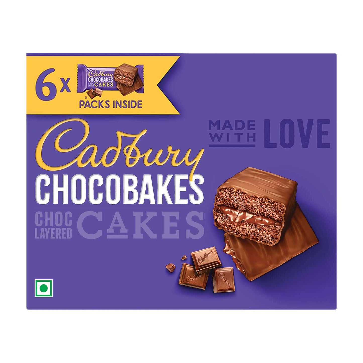 3x Cadbury Chocobakes ChocLayered Cakes, Pack of 3 -  114g each