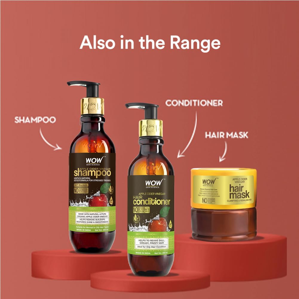 WOW Skin Science Apple Cider Vinegar Shampoo with DHT Blockers | Gentle & Natural Detox Formula that Helps Remove Buildup | For Men & Women 300ml