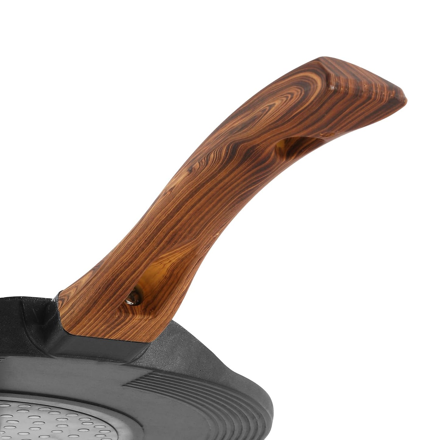Vinod Zest Plus Die Cast Aluminium Non Stick Tawa - 28 cm | Roti / Paratha / Dosa Tawa with Wooden Handle | 5mm Thick | Induction and Gas Base | 2 Year Warranty
