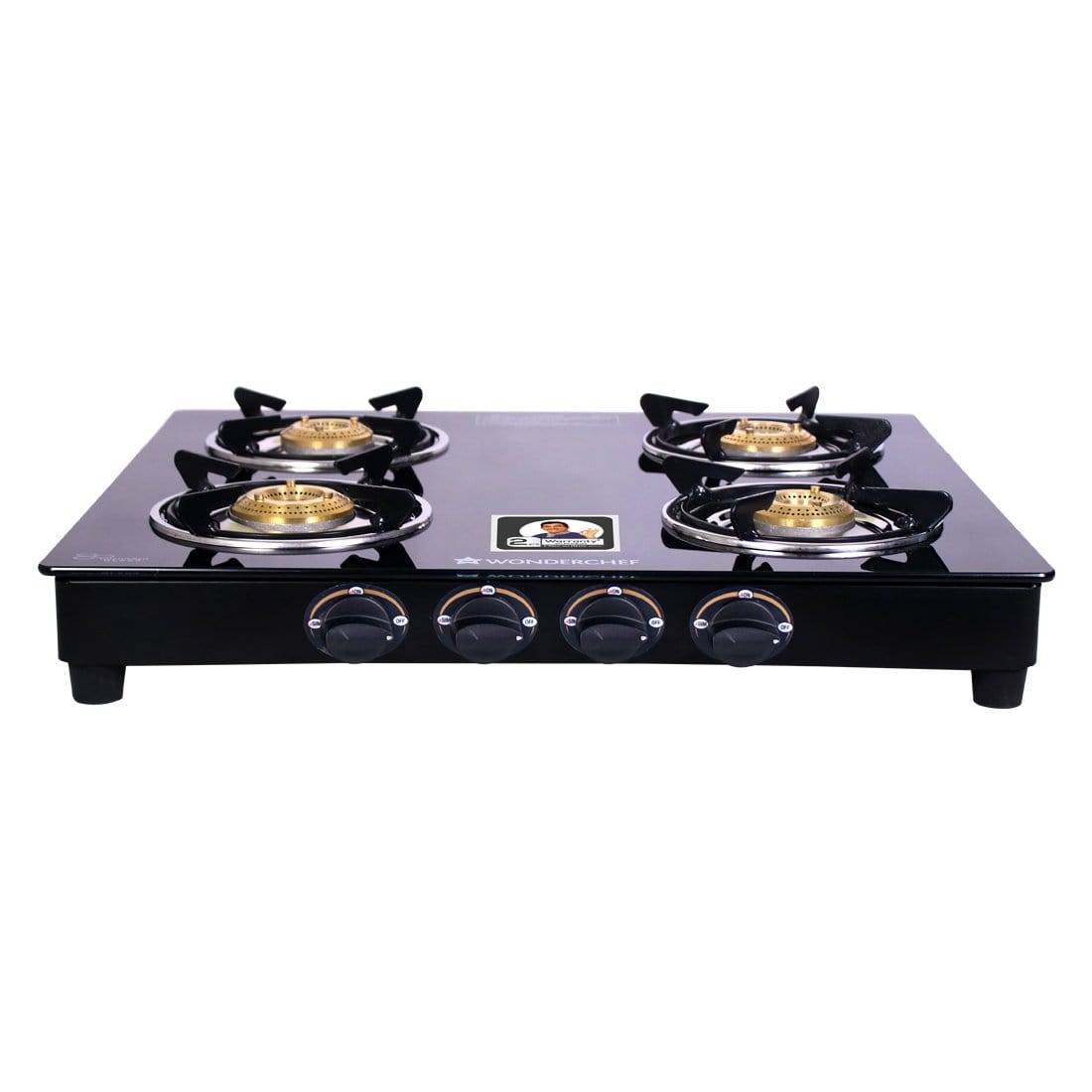 Ultima 4 Burner Manual Glass Cooktop | 6mm Toughened Glass Cooktop | Stainless Steel Drip tray | Anti-Skid Legs | Large Pan support | Manual Ignition | 360 degree Revolving Nozzle | Black steel frame | 2 Year Warranty | Black