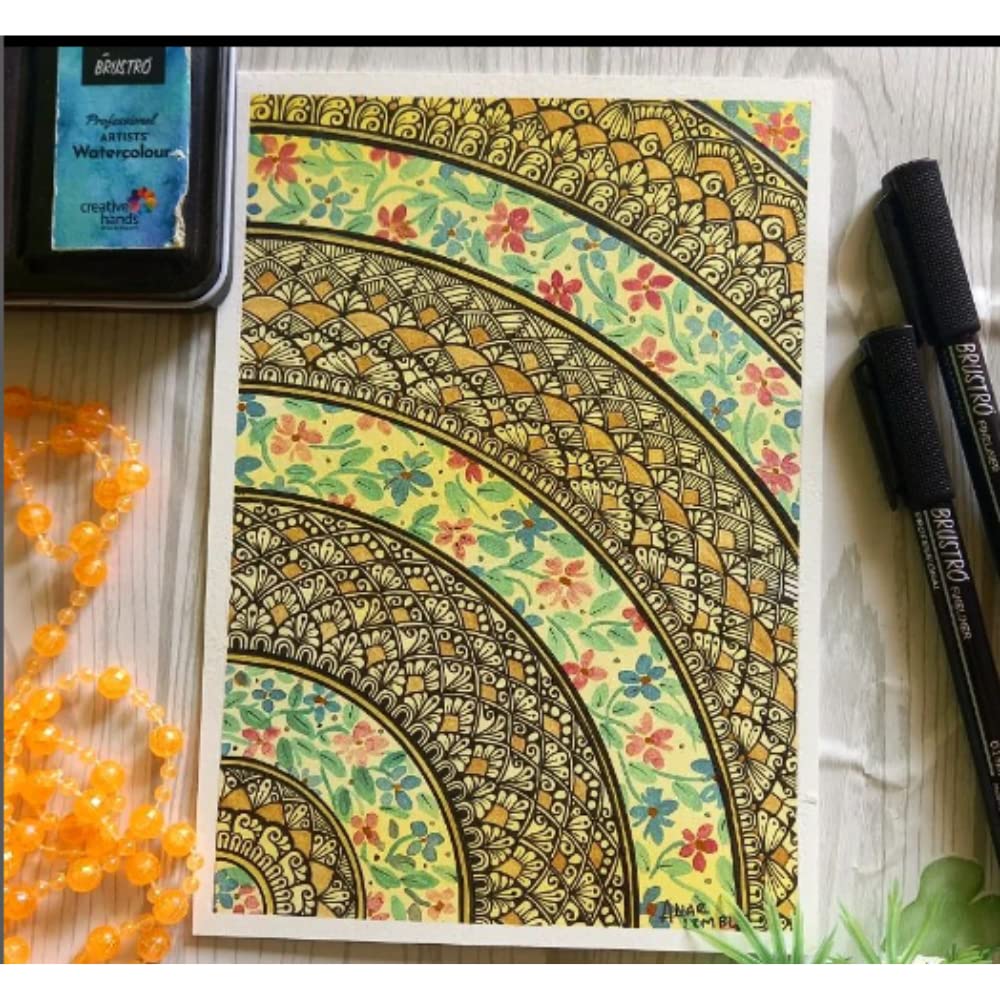 Brustro Professional Pigment Based Fineliner – Set of 10 with Artists Sketch Book, A5,160 GSM