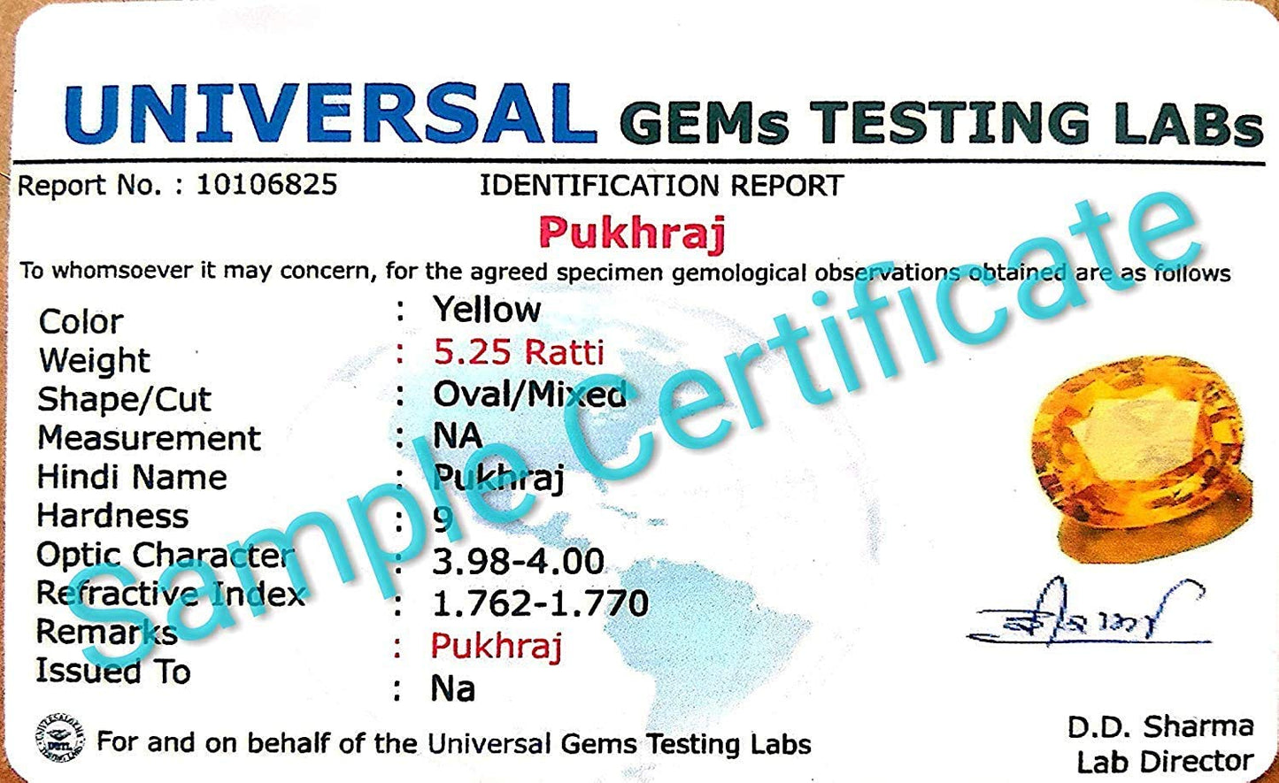 Akshita gems 7.25 Ratti - 6.45 Carat Ceylone Yellow Sapphire Gemstone Original Certified Pukhraj Stone Natural for Men & Women