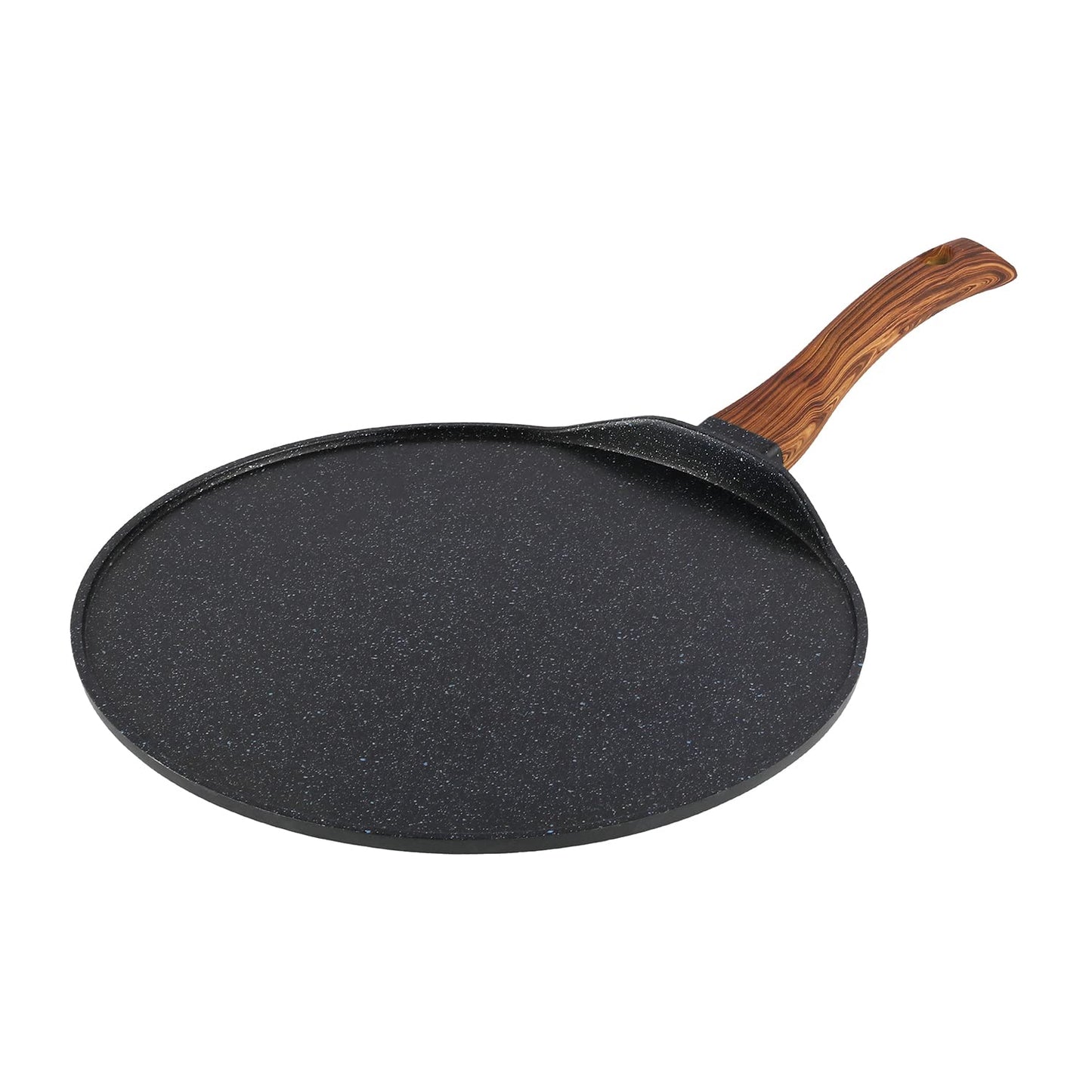 Vinod Zest Plus Die Cast Aluminium Non Stick Tawa - 28 cm | Roti / Paratha / Dosa Tawa with Wooden Handle | 5mm Thick | Induction and Gas Base | 2 Year Warranty